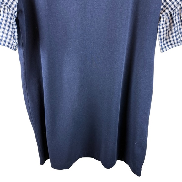 J. Crew Factory Navy Blue Gingham Sleeve Dress Women’s Size XL New - Picture 5 of 8
